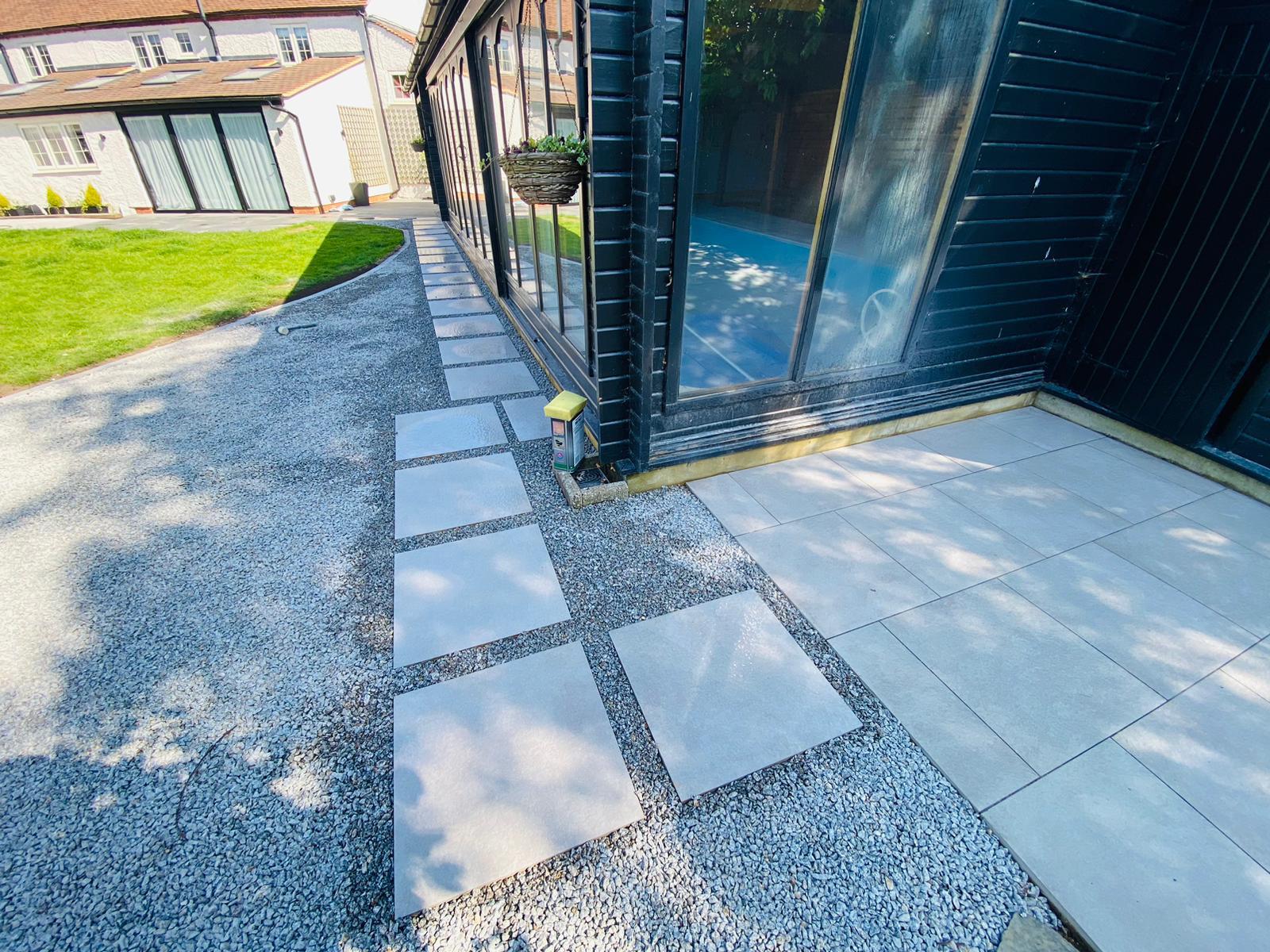 Patio with garden building